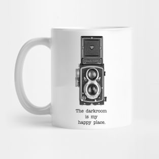 Vintage 1950s Twin Lens Camera Side View - Darkroom Black Text Mug